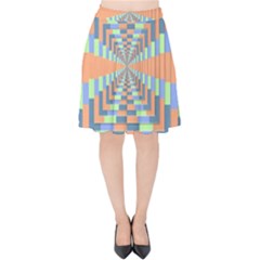 Fabric 3d Color Blocking Depth Velvet High Waist Skirt by Nexatart