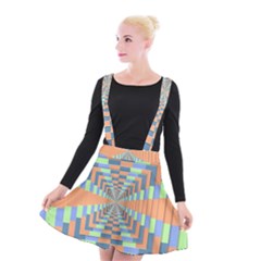 Fabric 3d Color Blocking Depth Suspender Skater Skirt by Nexatart