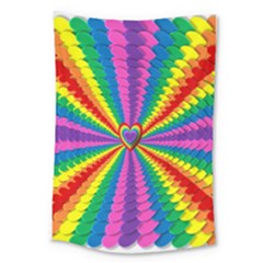 Rainbow Hearts 3d Depth Radiating Large Tapestry by Nexatart