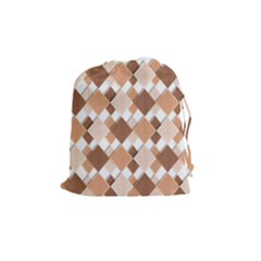 Fabric Texture Geometric Drawstring Pouches (medium)  by Nexatart