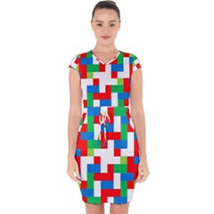 Geometric Maze Chaos Dynamic Capsleeve Drawstring Dress  by Nexatart