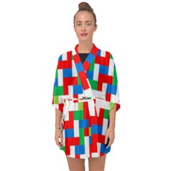 Geometric Maze Chaos Dynamic Half Sleeve Chiffon Kimono