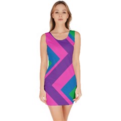 Geometric Rainbow Spectrum Colors Bodycon Dress