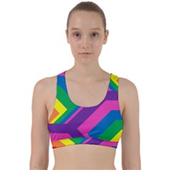 Geometric Rainbow Spectrum Colors Back Weave Sports Bra by Nexatart