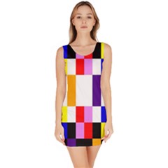 Rainbow Color Blocks Red Orange Bodycon Dress