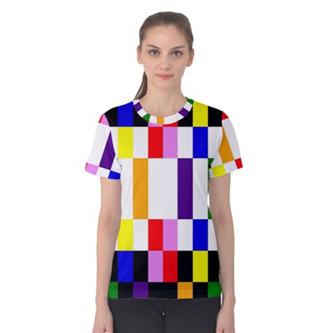 Rainbow Color Blocks Red Orange Women s Cotton Tee by Nexatart