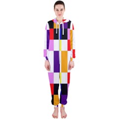 Rainbow Color Blocks Red Orange Hooded Jumpsuit (ladies)  by Nexatart