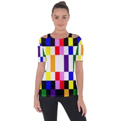 Rainbow Color Blocks Red Orange Short Sleeve Top by Nexatart