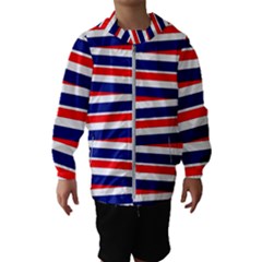 Red White Blue Patriotic Ribbons Hooded Wind Breaker (kids)