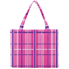 Gingham Hot Pink Navy White Mini Tote Bag by Nexatart