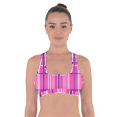 Gingham Hot Pink Navy White Cross Back Sports Bra