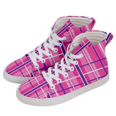 Gingham Hot Pink Navy White Men s Hi-top Skate Sneakers by Nexatart