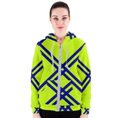 Stripes Angular Diagonal Lime Green Women s Zipper Hoodie by Nexatart