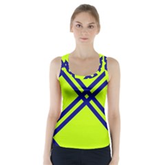 Stripes Angular Diagonal Lime Green Racer Back Sports Top by Nexatart