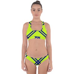 Stripes Angular Diagonal Lime Green Cross Back Hipster Bikini Set