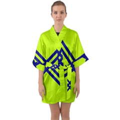 Stripes Angular Diagonal Lime Green Quarter Sleeve Kimono Robe by Nexatart