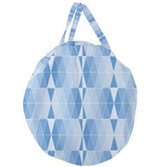 Blue Monochrome Geometric Design Giant Round Zipper Tote by Nexatart