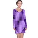 Purple Geometric Cotton Fabric Long Sleeve Nightdress View1