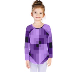 Purple Geometric Cotton Fabric Kids  Long Sleeve Tee
