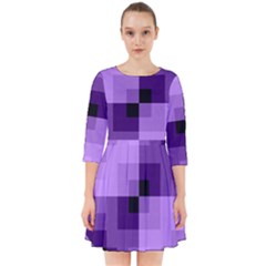 Purple Geometric Cotton Fabric Smock Dress