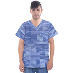 Texture Wood Slats Geometric Aztec Men s V-neck Scrub Top