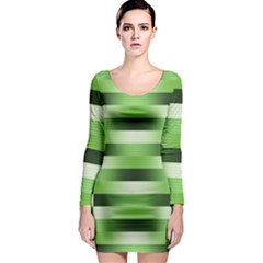 Pinstripes Green Shapes Shades Long Sleeve Bodycon Dress by Nexatart