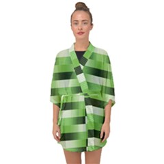 Pinstripes Green Shapes Shades Half Sleeve Chiffon Kimono