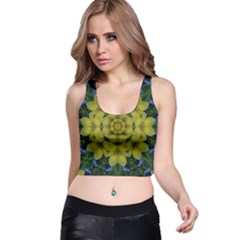 Fantasy Plumeria Decorative Real And Mandala Racer Back Crop Top by pepitasart