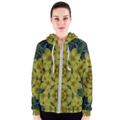 Fantasy Plumeria Decorative Real And Mandala Women s Zipper Hoodie by pepitasart