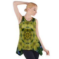 Fantasy Plumeria Decorative Real And Mandala Side Drop Tank Tunic by pepitasart