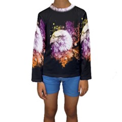 Awesome Eagle With Flowers Kids  Long Sleeve Swimwear by FantasyWorld7