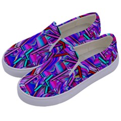 Stars Beveled 3d Abstract Stripes Kids  Canvas Slip Ons by Nexatart