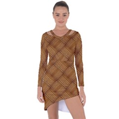 Wood Texture Background Oak Asymmetric Cut-out Shift Dress by Nexatart