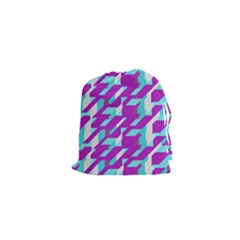 Fabric Textile Texture Purple Aqua Drawstring Pouches (xs)  by Nexatart