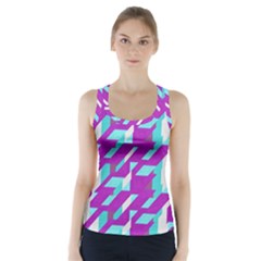 Fabric Textile Texture Purple Aqua Racer Back Sports Top by Nexatart