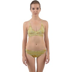 Wood Texture Grain Light Oak Wrap Around Bikini Set