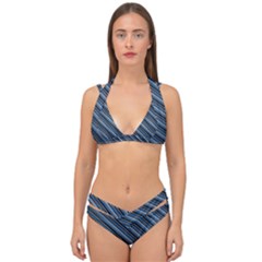 Diagonal Stripes Pinstripes Double Strap Halter Bikini Set by Nexatart