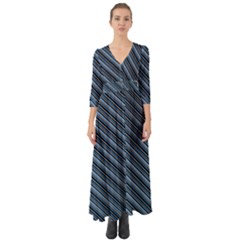 Diagonal Stripes Pinstripes Button Up Boho Maxi Dress