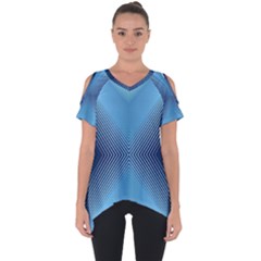 Converging Lines Blue Shades Glow Cut Out Side Drop Tee