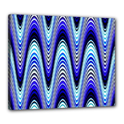 Waves Wavy Blue Pale Cobalt Navy Canvas 24  X 20  by Nexatart