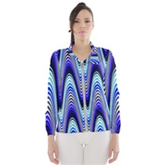 Waves Wavy Blue Pale Cobalt Navy Wind Breaker (women) by Nexatart