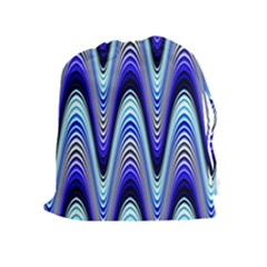 Waves Wavy Blue Pale Cobalt Navy Drawstring Pouches (extra Large) by Nexatart