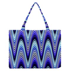 Waves Wavy Blue Pale Cobalt Navy Zipper Medium Tote Bag by Nexatart