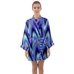 Waves Wavy Blue Pale Cobalt Navy Long Sleeve Kimono Robe