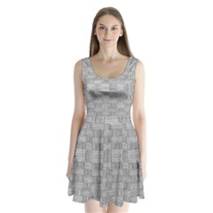 Texture Wood Grain Grey Gray Split Back Mini Dress 