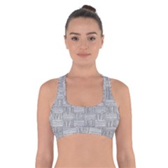 Texture Wood Grain Grey Gray Cross Back Sports Bra