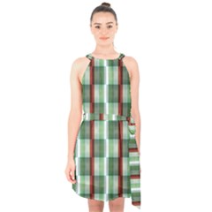 Fabric Textile Texture Green White Halter Collar Waist Tie Chiffon Dress by Nexatart