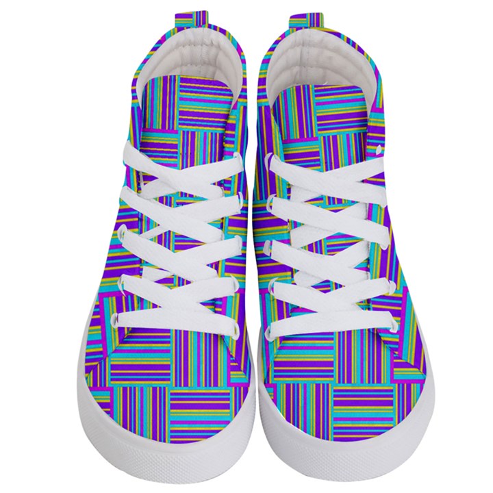 Geometric Textile Texture Surface Kid s Hi-Top Skate Sneakers