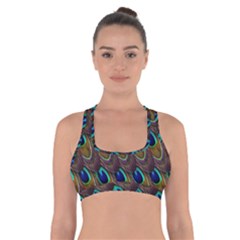 Peacock Feathers Bird Plumage Cross Back Sports Bra by Nexatart