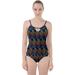 Peacock Feathers Bird Plumage Cut Out Top Tankini Set